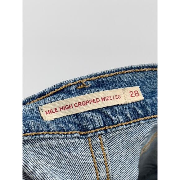 LEVI'S Women's Blue Denim Mile High Wide-Leg Button-Fly Cropped Jeans SZ 28 - Picture 10 of 12